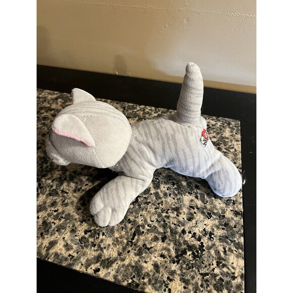 Pound Puppies Purries Purry Kitty Cat 7" Tonka Grey Tiger Stripe Tabby Vintage - Picture 7 of 8